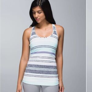 Lululemon"Cool Racerback Groovy Stripe Static Wave Cadet Blue